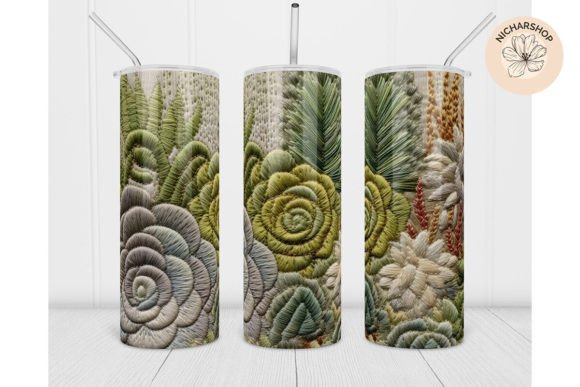20oz 3D Succulent Embroidery Tumbler