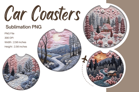 3D Christmas Tree Embroidery Car Coaster