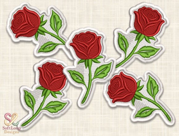 RED ROSE Patch Embroidery Design