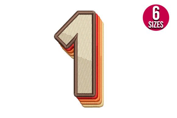 Retro Number One Embroidery Design